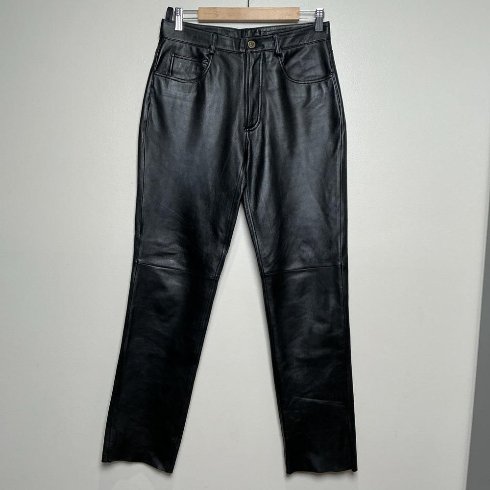Leather Limited‎ Women's Pants Size 6 Black Genuine Leather Y2K